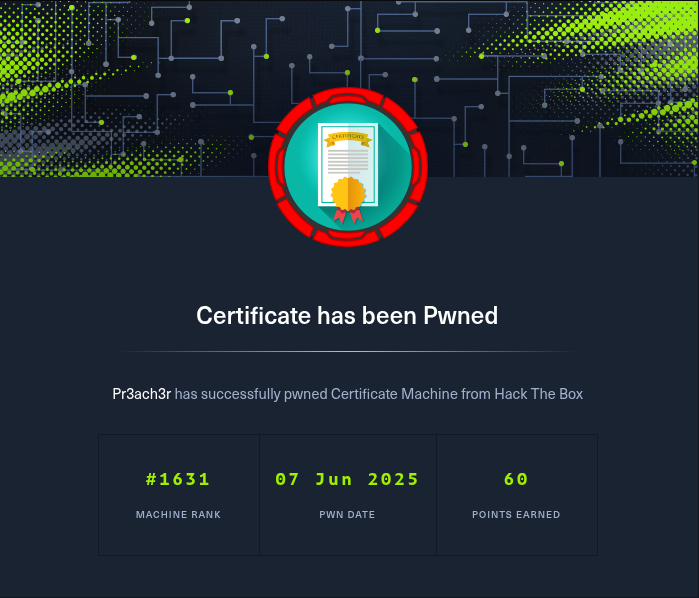 Mesma imagem do início porém abaixo está escrito: Certificate has been pwned