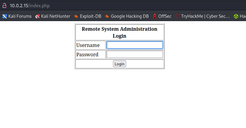 página de login
