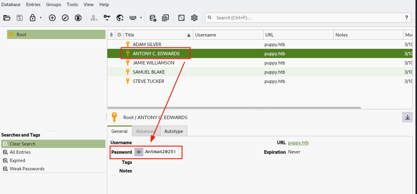 A imagem mostra usuários e suas respectivas senhas abaixo.