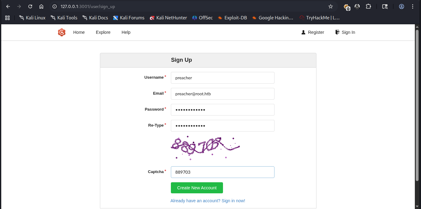 A imagem mostra a página de registro de usuário do Gogs