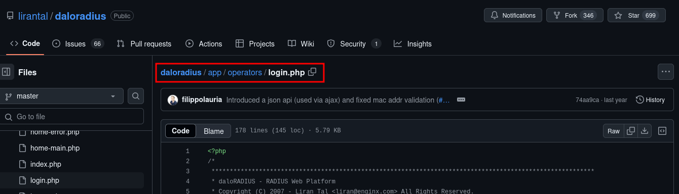 A imagem mostra o caminho para a página de login no github, incluindo o código fonte