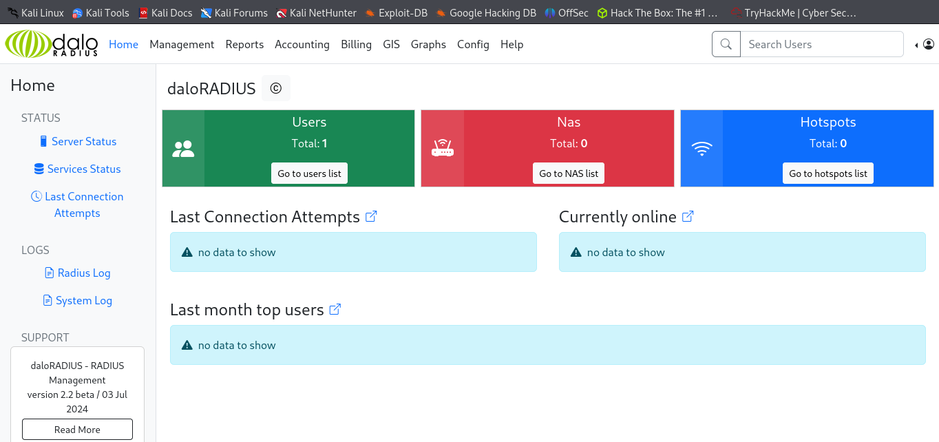 A imagem mostra o dashboard do administrador
